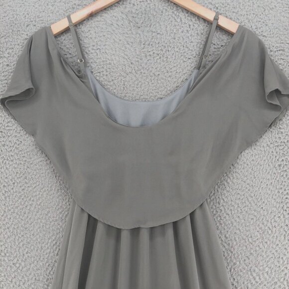 Show Me Your MuMu Dress Womens Medium Caitlin Ruffled Maxi Gray Cold Shoulder - Picture 5 of 11
